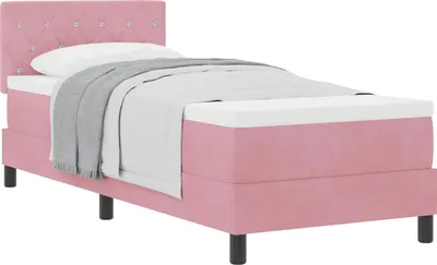 Produktbild von Boxspringbett mit Matratze mit Kopfteil Rosa 80 x 200 cm Samt