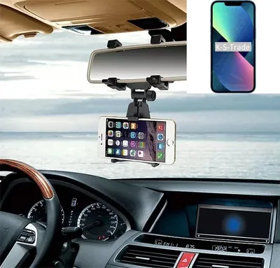 Produktbild von K-S-Trade Smartphone Halterung kompatibel mit Apple iPhone 13 mini Rückspiegel Halterung schwarz Auto Halterung KFZ Halter