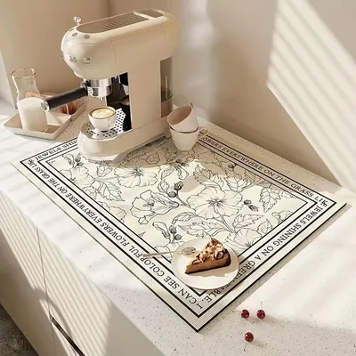 Produktbild von Spülmatte, schnelltrocknend, saugfähig für Kaffeemaschine, rutschfeste Gummisohle, hochsaugfähige Trockenmatte für Küche, Haustiere, Spüle, 40 x 50 cm - 3