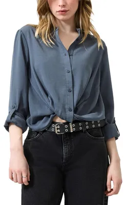 Produktbild von s.Oliver Damen Bluse – Regular Fit, Stehkragen, Langarm mit Manschetten