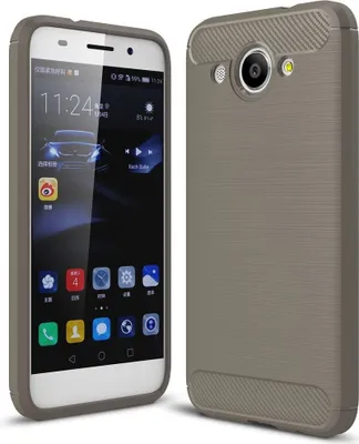 Produktbild von Huawei Y3 2018 Hülle Silikon Grau Carbon Optik Case TPU Handyhülle Bumper 211801
