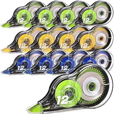 Produktbild von 12 Stück Korrekturroller Maus, 5 mm x 12 m Korrekturmaus, Korrekturband Set Mini mit Schutzkappe Schrein für Schüler Lehrer Büro Zuhause