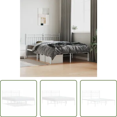 Produktbild von The Living Store Bettgestell mit Kopfteil Metall Weiß 140x200 cm