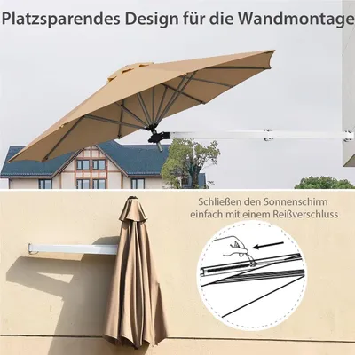 Image de Protection solaire murale - Parasol de balcon - Parasol mural - Parasol de jardin - Parasol orientable
