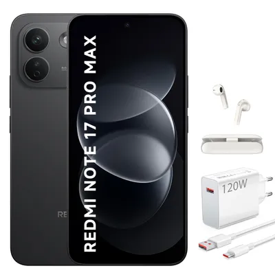 Produktbild von XIAOMI REDMI Note 17 Pro Max 5G 8GB 512GB Smartphone Schwarz 9210mAh mit 120W Ladegerät und Bluetooth-Kopfhörer