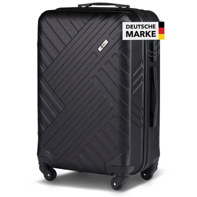 Produktbild von Xonic Design Reisekoffer mit Rollen 360° - ABS Hartschalen-Koffer Trolley mit Zahlenschloss in Handgepäck M-L-XL-Set (Schwarz, XL)