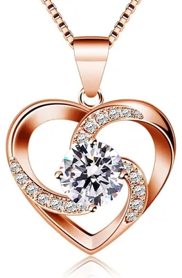 Produktbild von Halskette Herz Damen 925 Sterling Silber Zirkonia 45cm Kettenlänge Geschenk