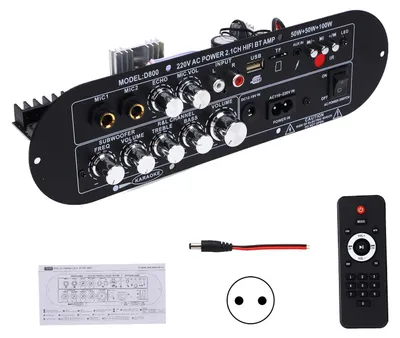 Obrázek produktu pro 2.1 kanálový Bluetooth zesilovač 50Wx2 100W subwoofer HIFI digitální zesilovač s Bluetooth 5.0 AUX MIC USB TF karta Více vstupů Přepětí