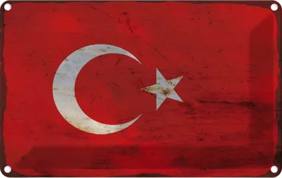 Produktbild von vianmo Blechschild 12x18 cm Türkei Turkey Rost Flagge Fahne Wappen
