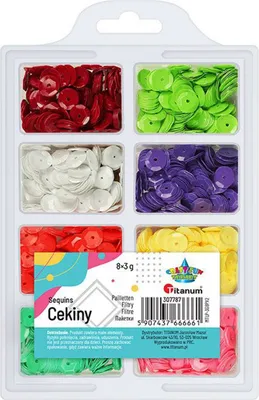 Produktbild von Runde Pailletten 8 Farben Mix 3g Titanum Craft-Fun Serie