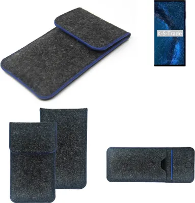 Produktbild von K-S-Trade Handy-Hülle Schutz-Hülle kompatibel mit Huawei Mate X Filztasche Pouch Tasche Case Sleeve Filzhülle dunkelgrau, blauer Rand