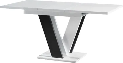 Produktbild von MIRJAN24 Esstisch Masiv, Design Tisch, Stilvoll Ausziehbar Esszimmertisch, Esszimmer (Farbe: Weiß Hochglanz / Schwarz Hochglanz)