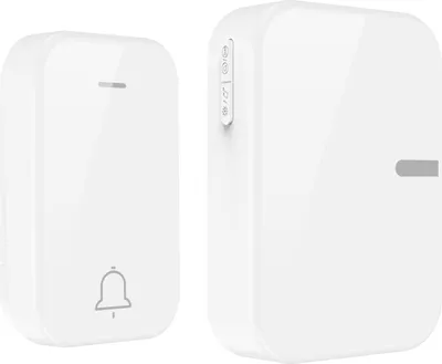 Produktbild von ZELURXX Funkklingel Set ohne Batterie, Lernmodus, 38 Melodien, 0-105dB, IP68 wasserdicht, 180m Reichweite, Weiß, Ein Sender, Ein Empfänger