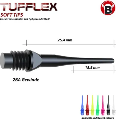 Produktbild von BULL'S Tufflex Soft Tips 6mm(2BA) 1000stk schwarz | Dartpfeile Dartsport Darten Dartspiel Tips Dartzubehör