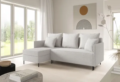 Produktbild von LIKMA Ecksofa ZAVO Weiß L-Form 214x142 cm Schlafsofa mit Bettfunktion 202x140 cm 2 Bettkasten Stauraum Polstersofa