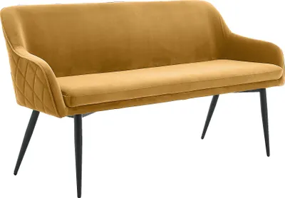 Produktbild von SalesFever Sitzbank aus Samt | 160 cm | mit Armlehnen und Rückensteppung | B 160 x T 61 x H 85 cm | senfgelb