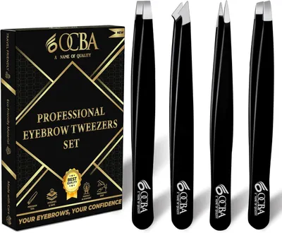 Obrázok produktu pre Sada presných pinziet z nehrdzavejúcej ocele, 4-dielna, čierna, určená na tvarovanie obočia a odstraňovanie chĺpkov na tvári