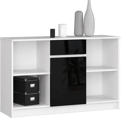 Produktbild von Kommode JENARIA – weiß/schwarz glänzend