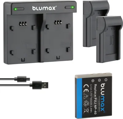 Produktbild von 1x Akku + Lader für Fuji NP-40 Pentax D-LI85 Minolta NP-1  750 mAh (3,7V)