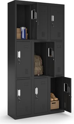 Vicco Schließfachschrank , 90 x 180 cm 9 Fächer, Schwarz