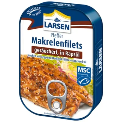 Produktbild von Larsen Pfeffermakrelenfilet in Pflanzenöl 110g