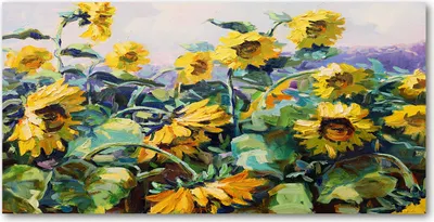 Produktbild von Tulup Glas-Bild -140x70- Wandkunst Dekorative Wand für Küche & Wohnzimmer - Kunst: modern & klassisch - Sonnenblumen - Gelb