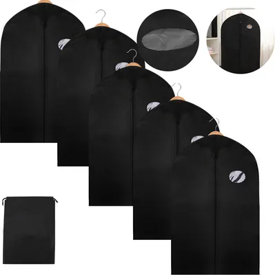 Produktbild von VINGO 5x Kleidersack 100x60cm Anzug Tasche Schutzhuelle Kleiderschutz Kleiderhuelle Anzugsack mit Schuhtasche