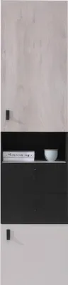 Produktbild von Jugendzimmer - Schrank schmal, Farbe: Eiche / Creme / Schwarz - Abmessungen: 190 x 45 x 40 cm (H x B x T)