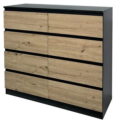 Produktbild von Kommode 8 grifflose Schubladen Thekla Schwarz-Artisaneiche