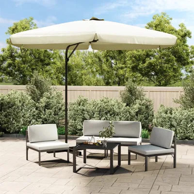Immagine prodotto di Ombrellone The Living Store con palo in acciaio da 300 cm, bianco sabbia