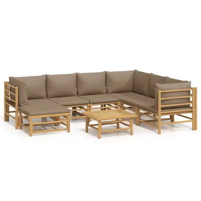 Produktbild von 8-tlg. Garten-Lounge-Set mit Kissen Taupe Bambus