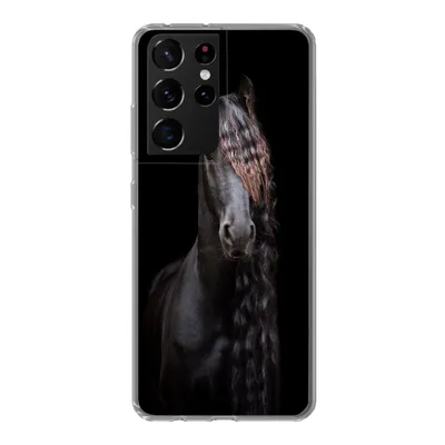 Produktbild von MuchoWow® Handyhülle Schutzhülle Hülle für Samsung Galaxy S21 Ultra Pferde - Friesisch - Mähne - Schwarz - Tiere Silikon Softcase Handy Hülle - Mobiltelefon