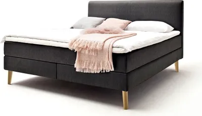 Produktbild von Boxspringbett 160x200 cm GELA-114 in Anthrazit, Härtegrad H2-H3