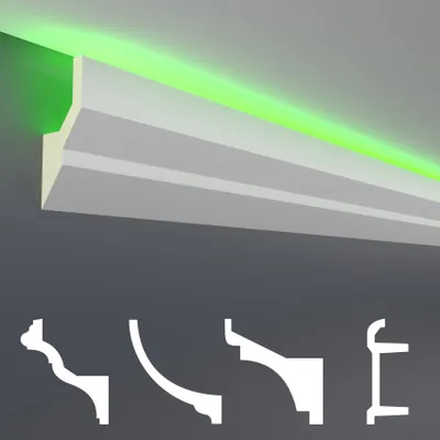 Produktbild von LED Stuckleisten aus Polyurethan- lichtundurchlässig, Variantenvielfalt & vorgrundiert - Sparpakete