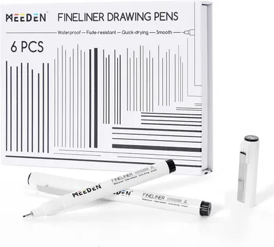 Productafbeelding van Micro fineliner tekenpennen - Set van 6 - Fine liner pen 6 pack - 0,6 mm zwarte waterdichte archiefinkt voor gedurfde