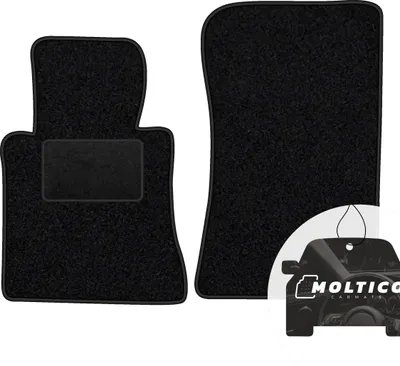 Produktbild von moto-MOLTICO Vorne Fußmatten Auto Velours Autoteppiche Schwarz Automatten Set 2-teilig passend für Mercedes-Benz S-Klasse W126 1979-1991