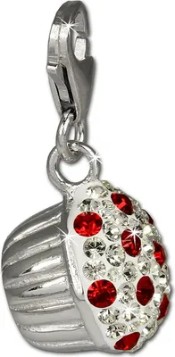 Image de SilberDream rouge Charm Muffin Zirconia Femme 925 Argent Pendentif Charms GSC526R