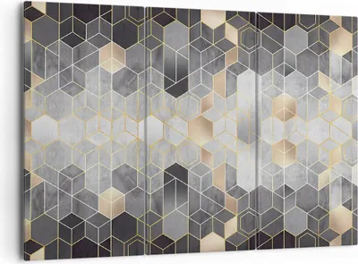 Produktbild von Bild auf Leinwand - Leinwandbild - 3 Teile - Geometrisch Abstraktion Sechsecke - 165x110cm Wand Bild Wanddeko Wandbilder Leinwanddruck Bilder Wanddekoration Leinwand bilder CE165x110-4776