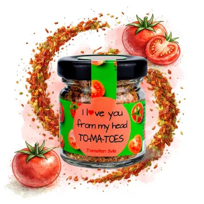 Produktbild von Mini Glas Tomaten Salz "I Love you from my head to ma toes", 15 g