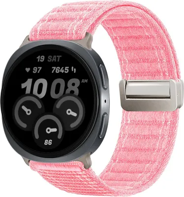 Produktbild von Smartwatch Armband für Samsung Galaxy Watch8 44mm Nylon Textil Band Ersatzband Wechselband Magnetverschluss flexibel atmungsaktiv Rosa