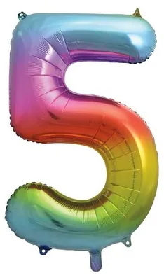 Produktbild von Folienballon Zahl 5 bunt regenbogen