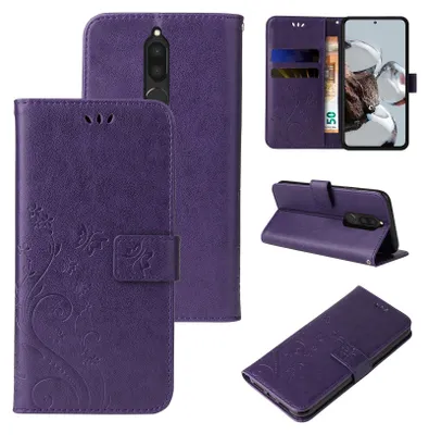 Produktbild von Handyhülle für Huawei Mate 10 Lite Floral Blumen Schmetterling Flip Cover Hülle Case Klapphülle Handytasche Farbe: Violett