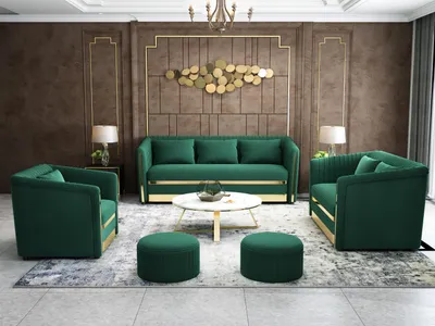 Zdjęcie produktu dla Sofa trzyosobowa z tapicerką Nowoczesna sofa 3-osobowa Meble pokojowe Zielony