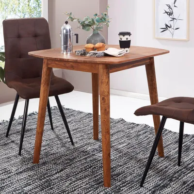 Immagine prodotto di FineBuy Tavolo da pranzo 80 cm in legno massello di sheesham Tavolo di design Tavolo da cucina in legno Tavolo in legno massello rustico Tavolo da pranzo in vero legno massello moderno