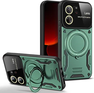 Produktbild von Rüstung Handyhülle für Xiaomi 13T / 13T Pro /Redmi K60 Ultra Dual-Layer Ringhalter Ständer Hülle Grün