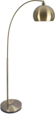 Obrázok produktu pre Stojacie svietidlo Relaxdays, kov, pätica E27, do obývačky a spálne, VxŠxH: 180x92x35 cm, stojacie svietidlo v tvare oblúka, zlaté