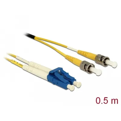 Produktbild von DeLOCK Kabel Lichtwellenleiter LC > ST Singlemode OS2 0,5 m, 0,5 m, OS2, LC, ST