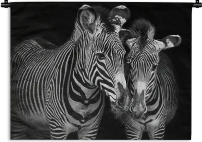 Produktbild von MuchoWow® Wandteppich Wandbehang Tierprofil Zebras in Schwarz und Weiß 60x45 cm Tapisserie Dekoration Wandtuch - Das Schlafzimmer