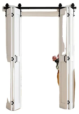 Produktbild von VEVOR Bifaltige Scheunentür, 1829 x 2134 mm, MDF Bifaltige Schiebetüren für den Kleiderschrank, Hardware-Kit enthalten, H-Rahmen platzsparendes Design, vormontierte Paneele für Schlafzimmer, Wohnzimmer und Raumteiler, Weiß, MDF-c, 1219x2134 mm