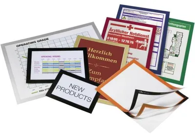 Produktbild von 6 Informationsrahmen schwarz,A3,selbstkl.,mit klappbarer,magnet. Vorderseite